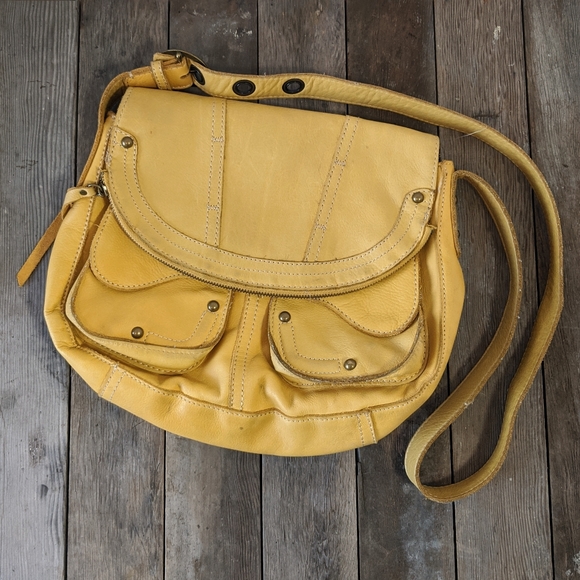 Distressed Lucky Brand Yellow leather Cross Body